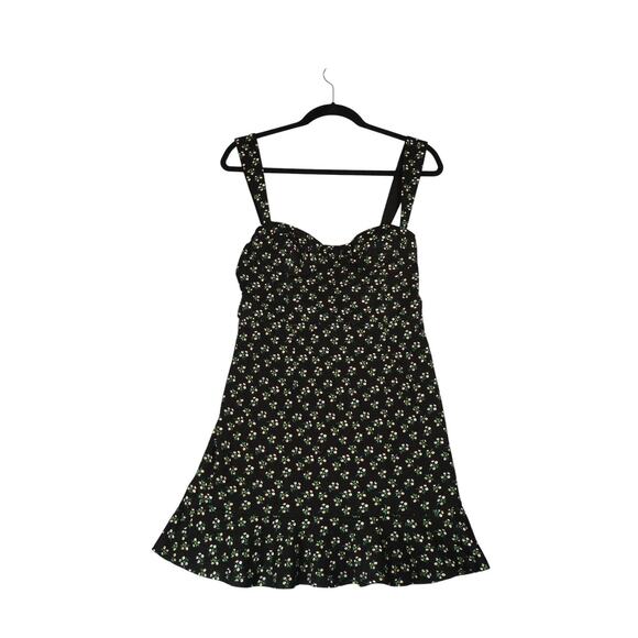 New Anthropologie Hutch Mini Dress Women Medium Black Floral Ruffle Hem Sundress - Picture 2 of 15